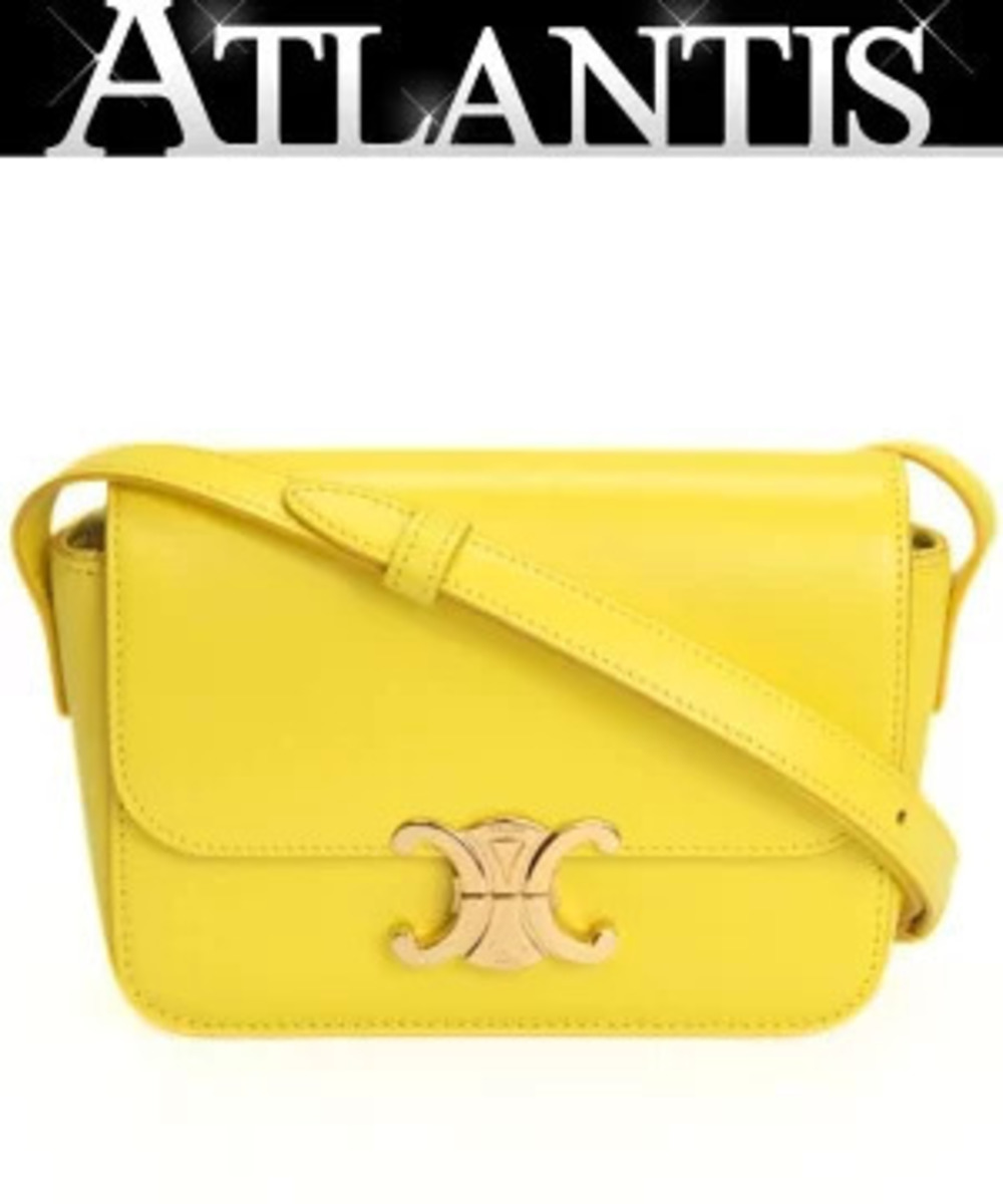 Celine Triomphe Shoulder Bag Leather Yellow